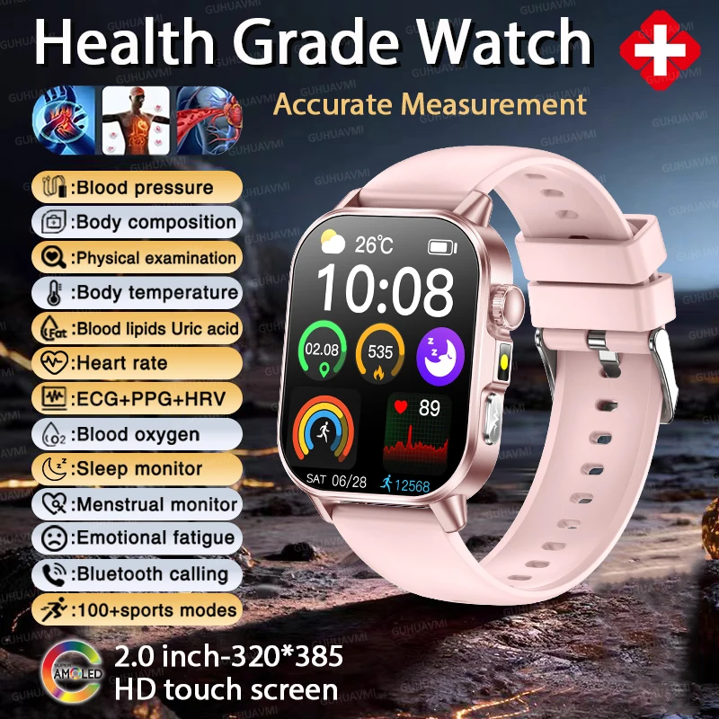 Nursing Grade ECG+PPG Smart Watch for Men, AMOLED Screen