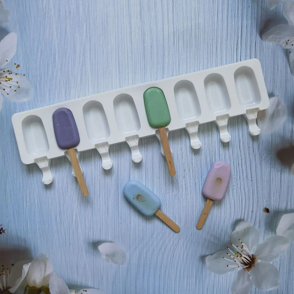 Silicone 8-Link Oval Ice Cream Mold Ice Cube Diy Pudding Cake Accessories Ice Cream Mold Ice Lattice Baking Tool image 3