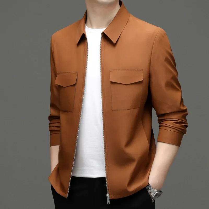 2023 Spring and Autumn New Jacket Men's Polo Collar Coat Work Suit Short Mid Youth Casual Top