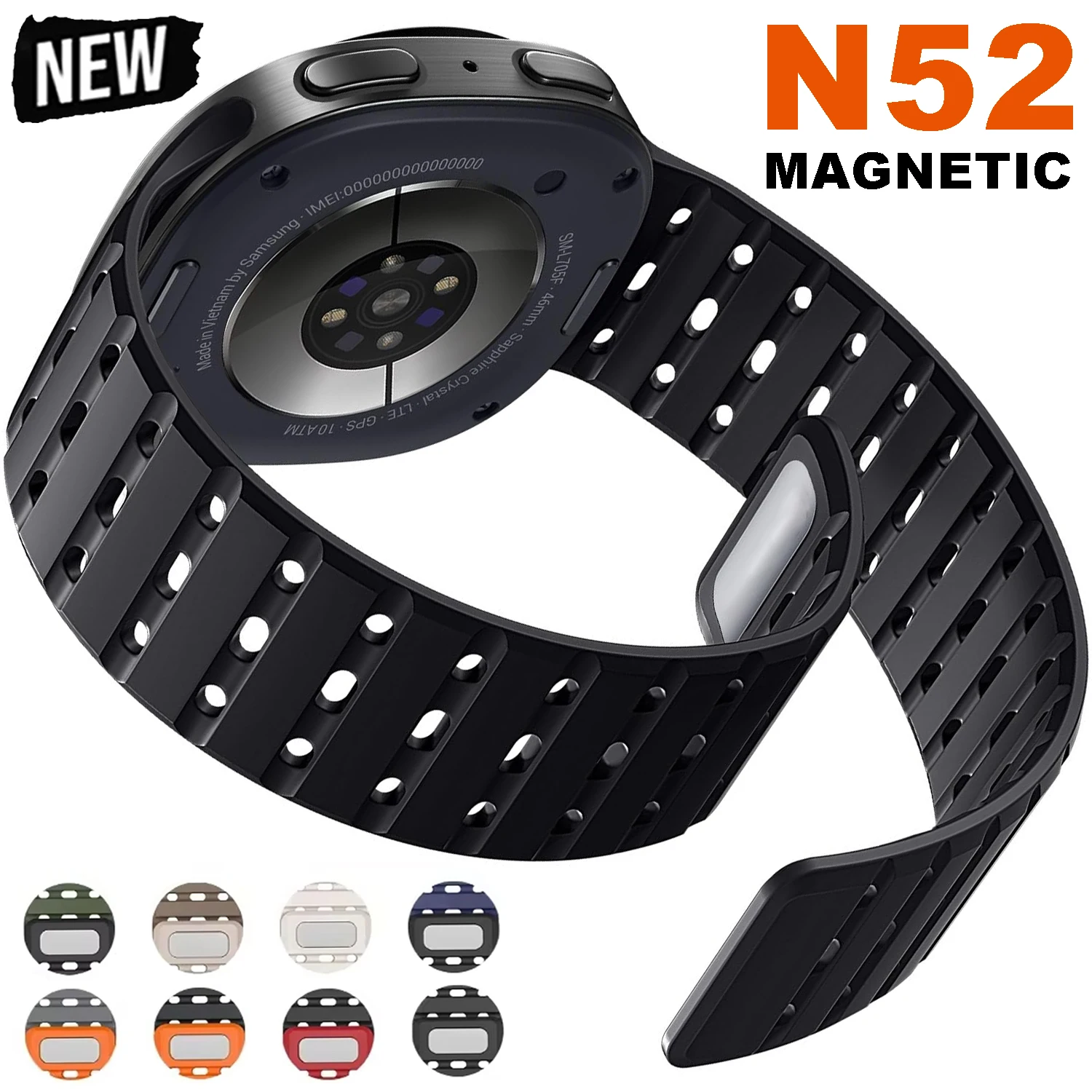 

Magnetic Silicone Band for Samsung Galaxy Watch 8 40mm 44mm No Gap Soft Breathable Strap for Watch 8 Classic 46mm 2025 Bracelet