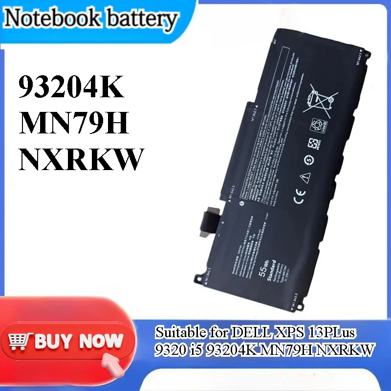 for XPS 13 Plus 9320 Laptop Battery for i5 9320 4K MN79H NXRKW Replacement High Capacity Rechargeable Li-ion Power