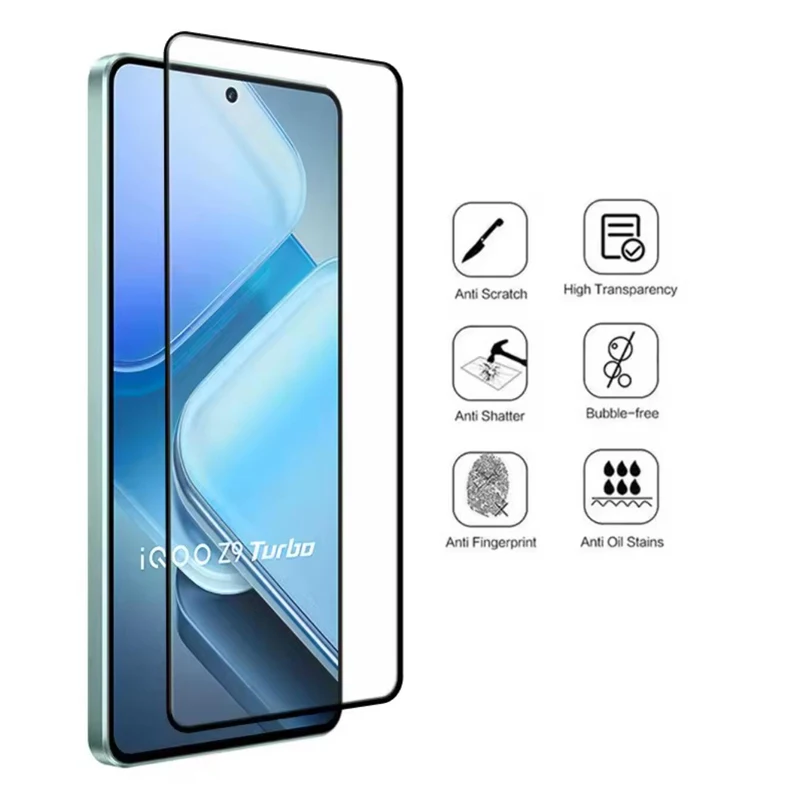 Full Cover Glue Screen Protector For Vivo iQOO Z9 Turbo Tempered Glass For Vivo iQOO Z9 Turbo + Glass iQOO Z9Turbo Glass Z9