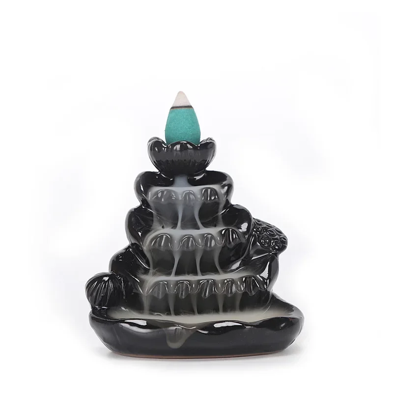 Backflow Incense Burner Ceramic Waterfall Incense Stick Burner Zen Censer Holder Teahouse Yoga Meditation Room Home Decoration