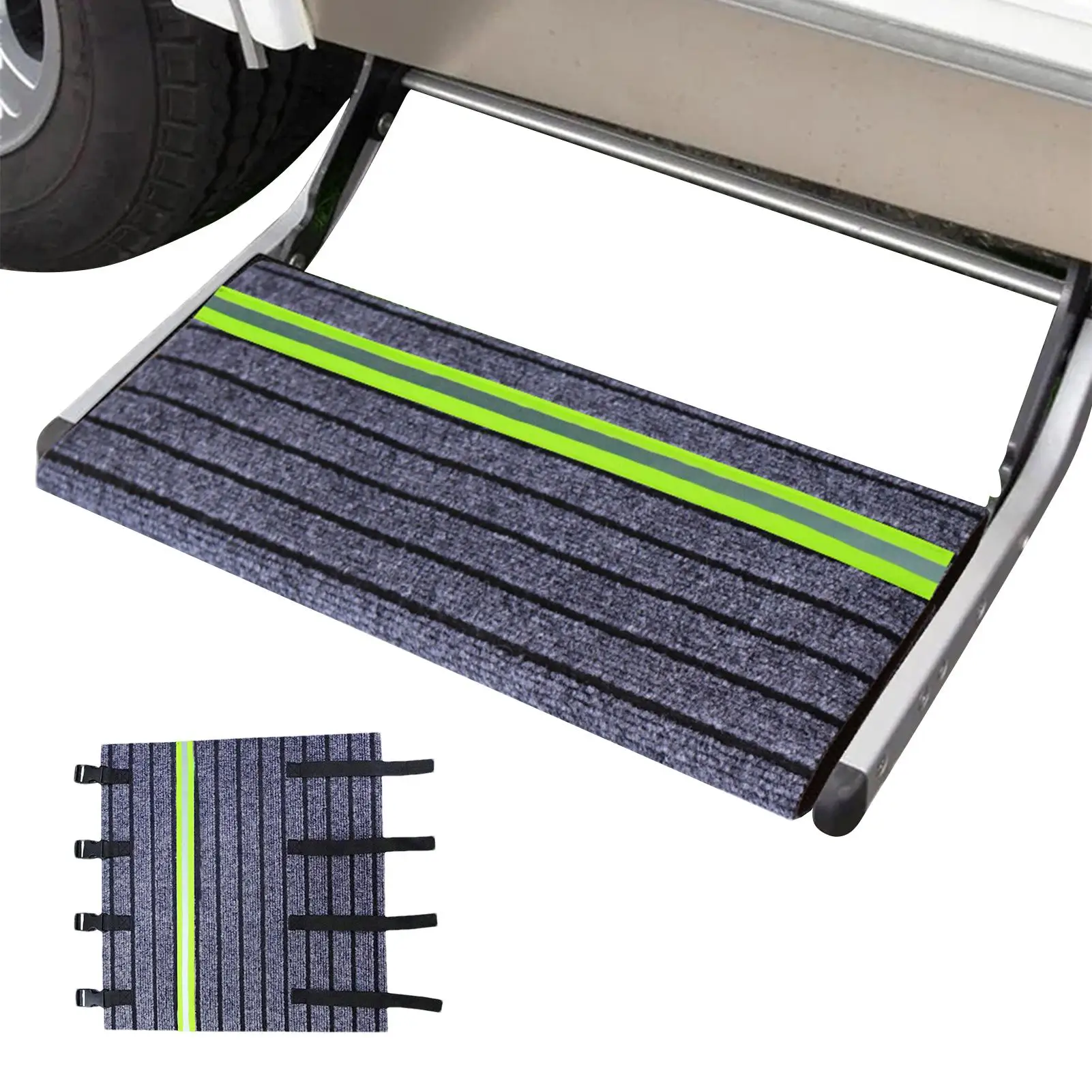 

Крышка ступеней для автофургона Ковер для ступеней со светоотражающей полосой 18 х 18 дюймов Регулируемый нескользящий протекторный коврик Сделать ваш автомобиль безопасный и