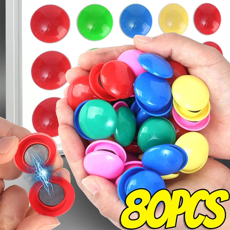 6/80pcs Blackboard Magnets Beads Colorful Fridge Magnets Circular Whiteboard Magnetic Buttons Office School Door Stickers Chess