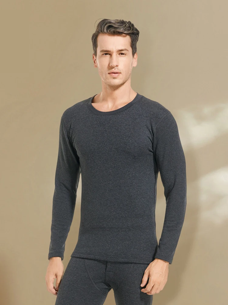 Autumn and Winter New Men\'s Cashmere Silk Soft and Comfortable Warm Underwear With Thickened Plush Set for Men and Women