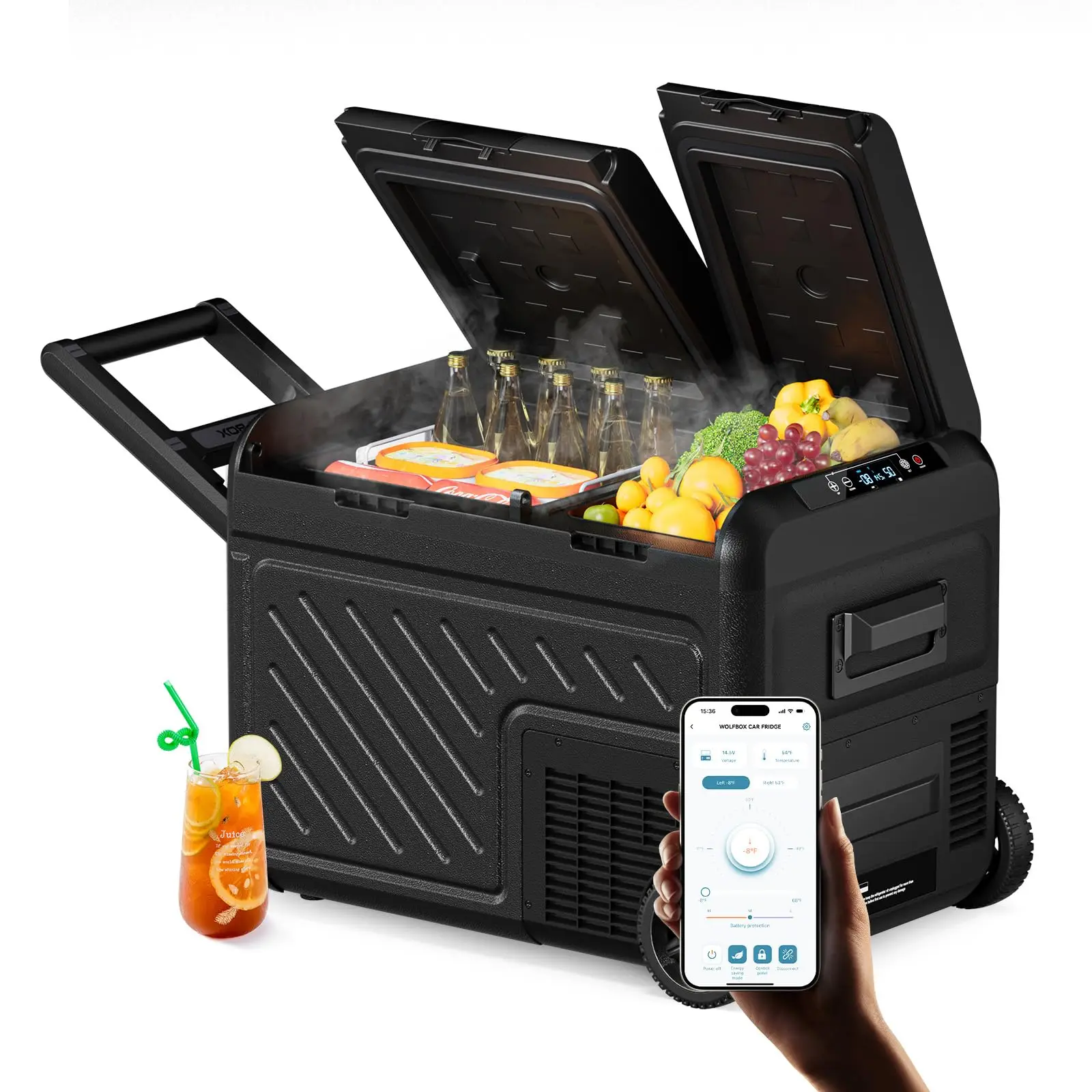 

Wolfbox Dual-Zone 12v 35L Portable Car Fridge Freezer for Camping Truck Rv Boat Fridge for Car
