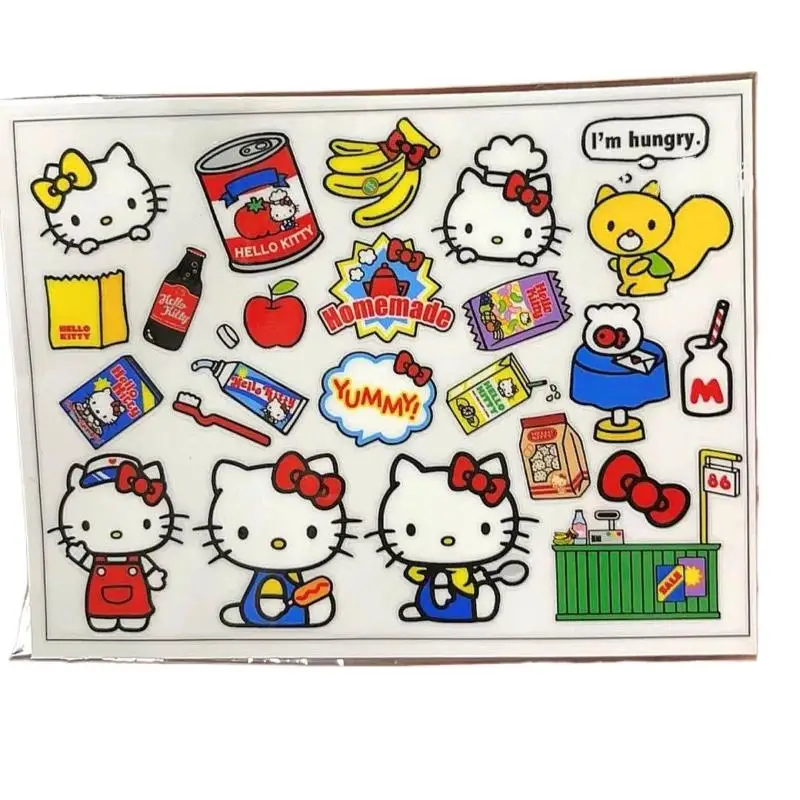 2Pcs Sanrio 헬로 키티 귀여운 만화 껍질과 스틱 방수 스티커 DIY 전송 데칼 노트북 컵 장식