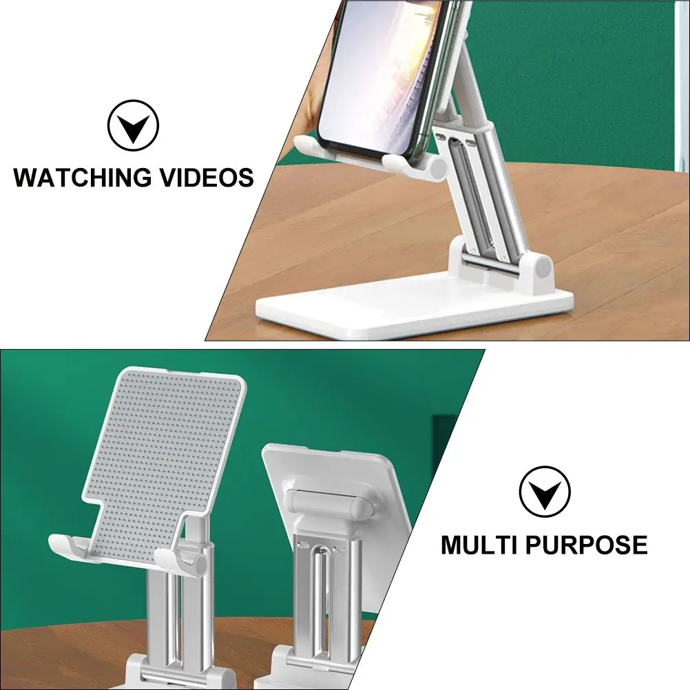 Foldable Tablet Stand Desk Mount White Adjustable Holder for Phone Tablet Multi-angle Support Stable Double Pole