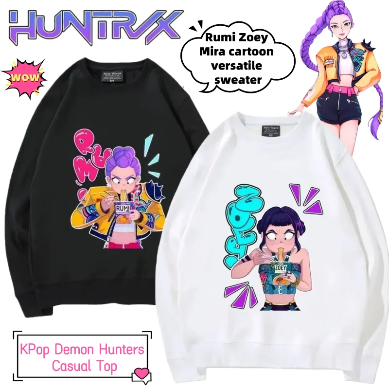 

K-Pop Demon Hunters animated merchandise cartoon cute round-neck sweatshirt creative unisex couples autumn and winter tops gift