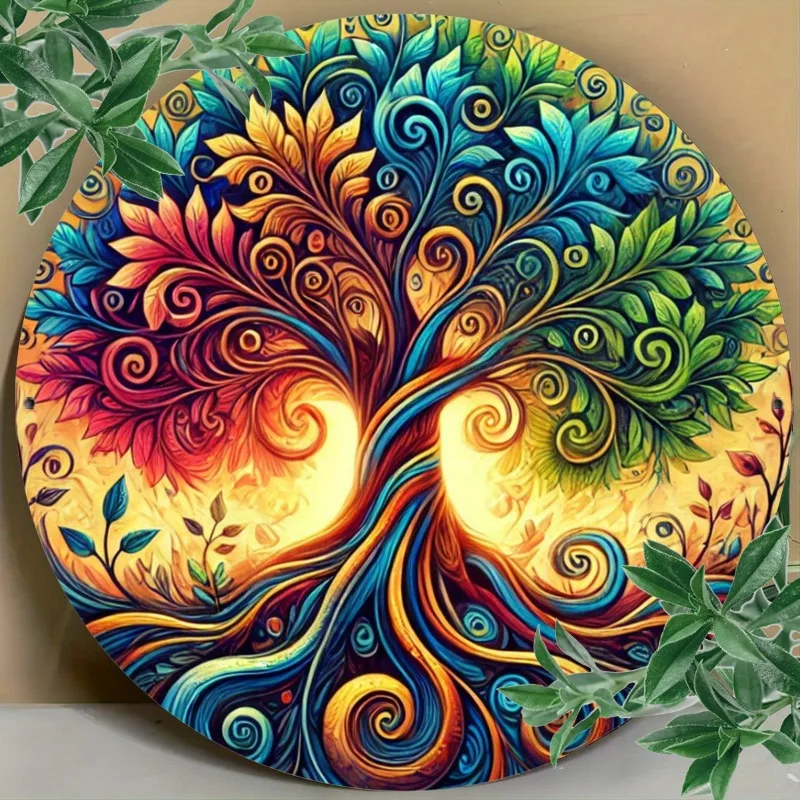 Tree of Life Mandala Iron Wall Art - Perfect for Home Decor, Kitchen, Living Room,Coffee Bar& Bedroom, Life Tree, Hanging Plaque