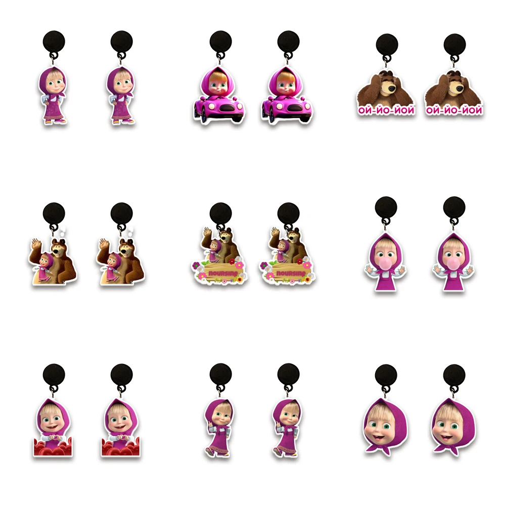 الروسية الكرتون الدب الراتنج مستو الأسود استرخى أقراط قطرة بوهو العصرية الملحقات #2