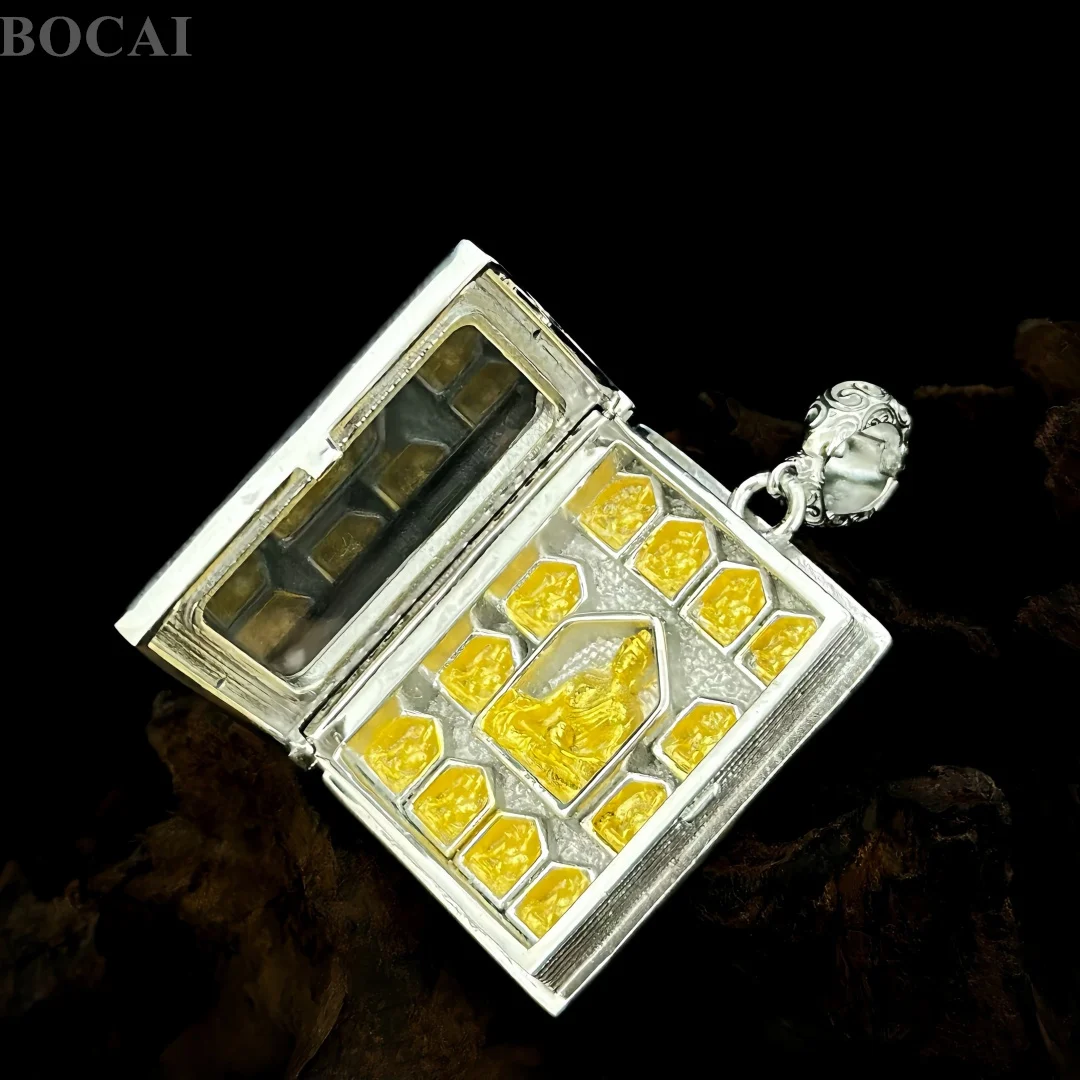 BOCAI S925 Sterling Silver Pendants for Women Men Medicine Buddha Bhaisajyaguru Twelve Great Vows Charm Fine Choice Jewelry