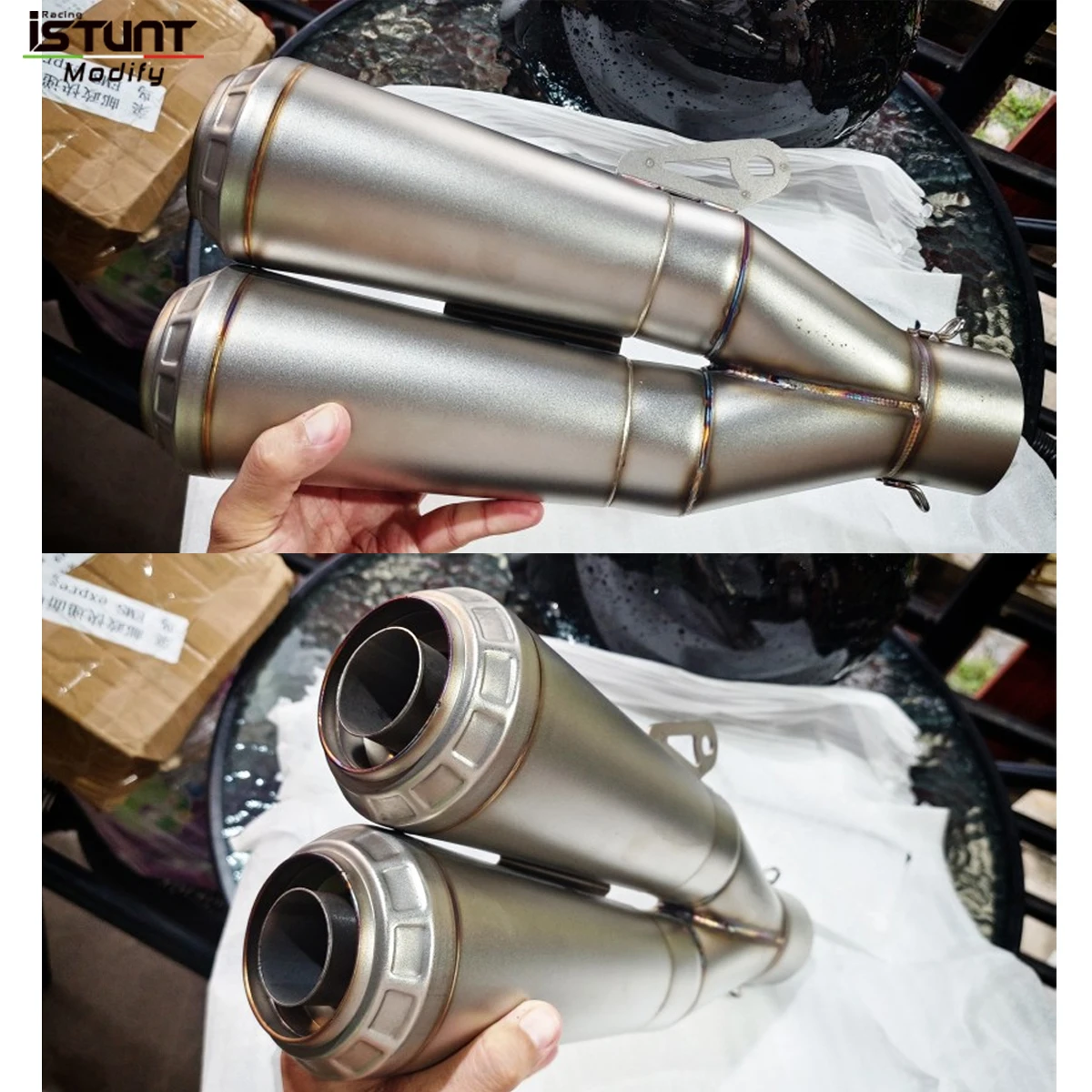 60MM Universal Motorcycle Exhaust Modified Double Hole Espace Moto Muffler DB Killer For MT10 CB300R ER6N CBR1000 ZX6R R6