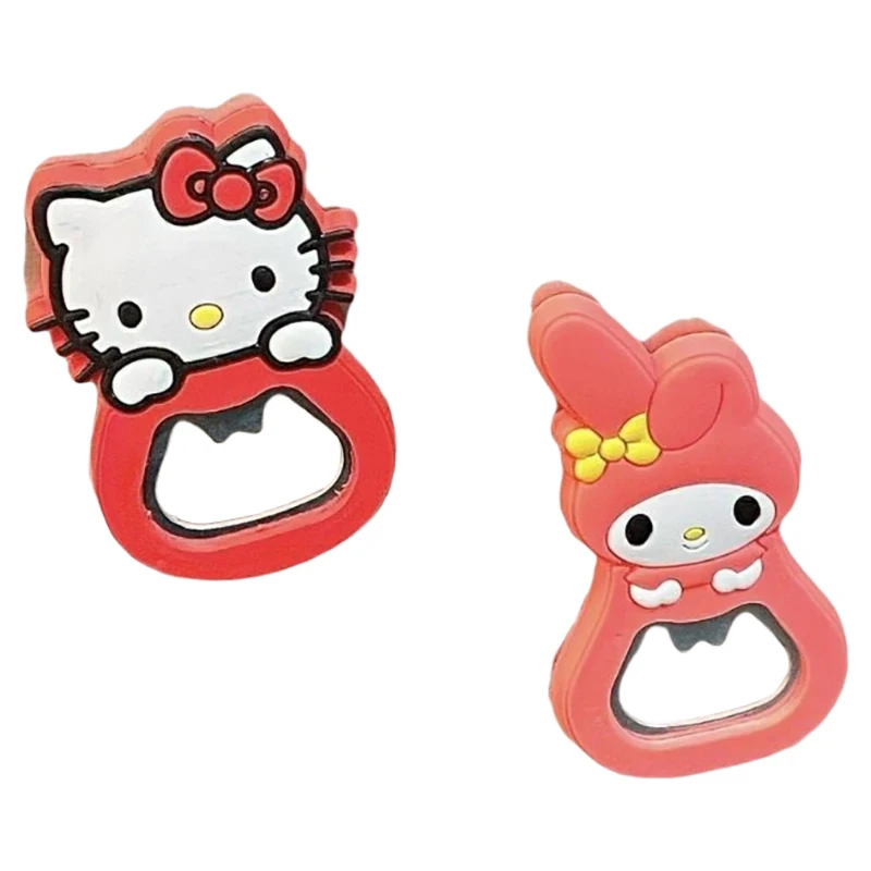 Cartoon Hellos Kittys Siliconen Flesopener Flesopener Met Koelkast Sticker Pvc Zachte Lijm Flesopener Logo Huis Item