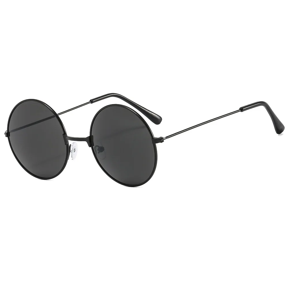 แว่นตาคอสเพลย์อนิเมะ อุปกรณ์ประกอบการแสดง แว่นตาฮิปฮอป ผู้หญิง ผู้ชาย แฟชั่นสตรีท ดิสโก้ ปาร์ตี้ วินเทจ ทรงกลม แว่นกันแดดโลหะสีดำ