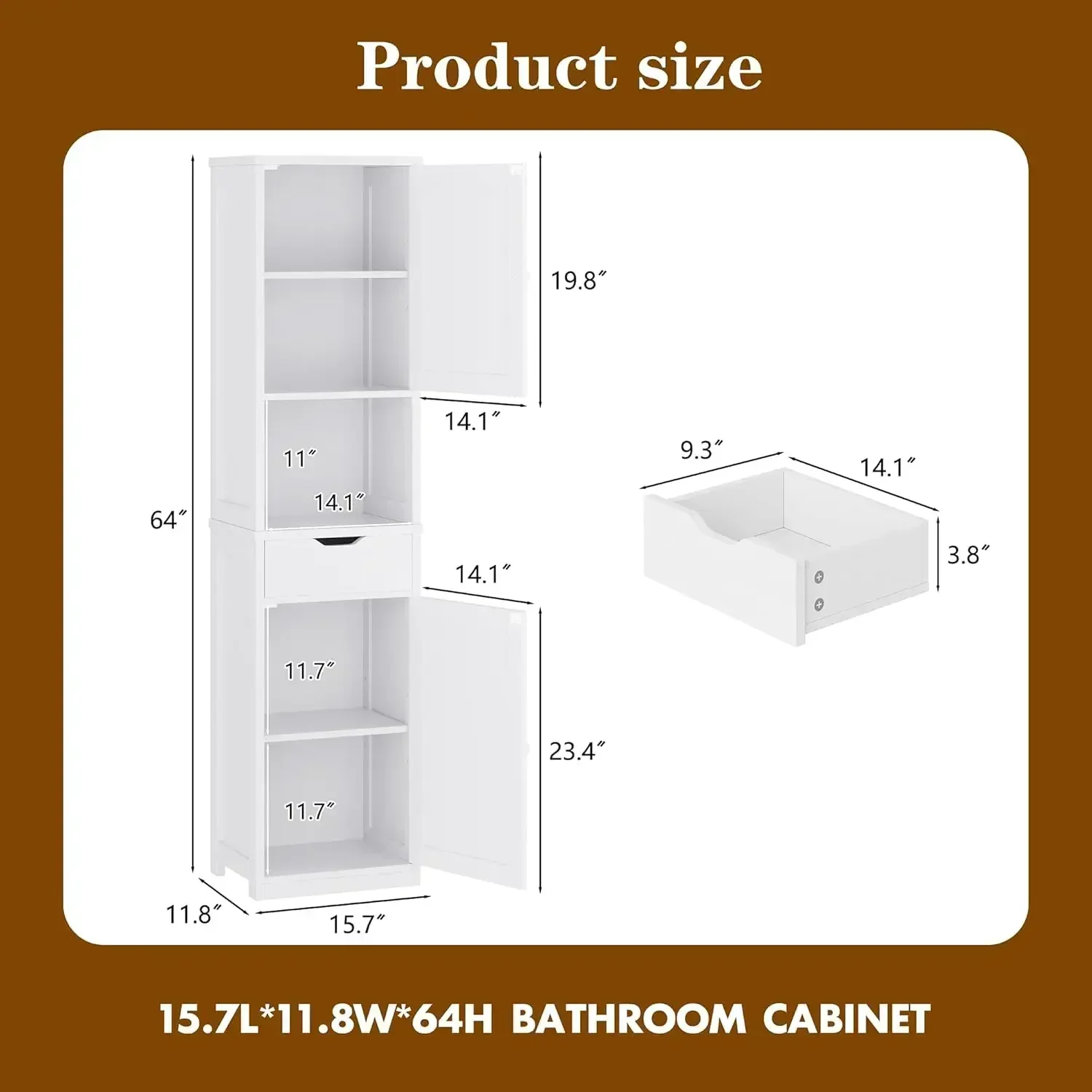 

[High Quality, Fast Shipping!]Tall Bathroom Storage Cabinet with Freestanding Adjustable Shelves, Narrow Storage Linen Cabinet w