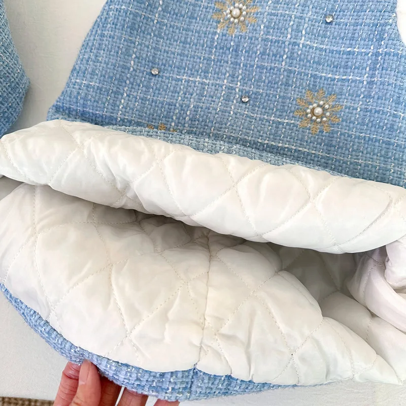 

Girls' Winter Outfit Skirt New Fashionable Children's Fleece Jacket and Cotton Vest Skirt Two-Piece Set