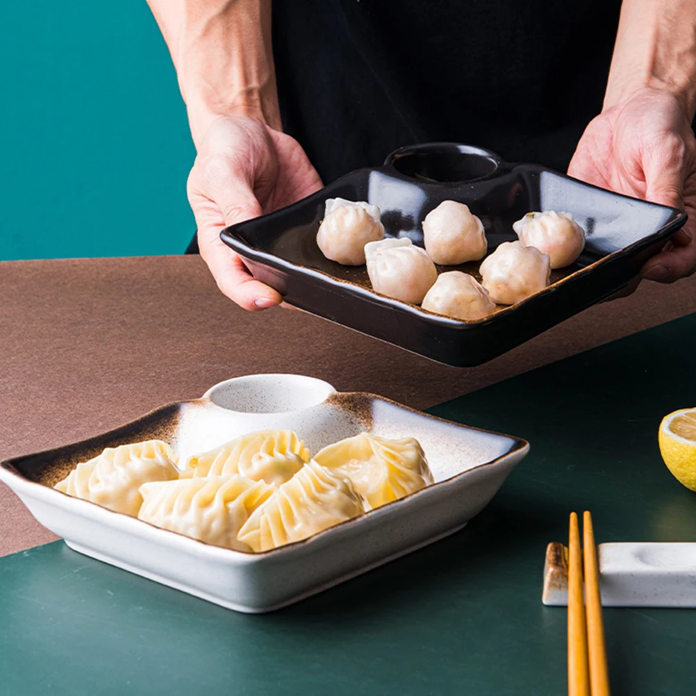 

Elegant Ceramic Sauce Dish Dipping Bowl Black and Brown Ideal for Sauces Condiments Appetizers Home Dining Experience