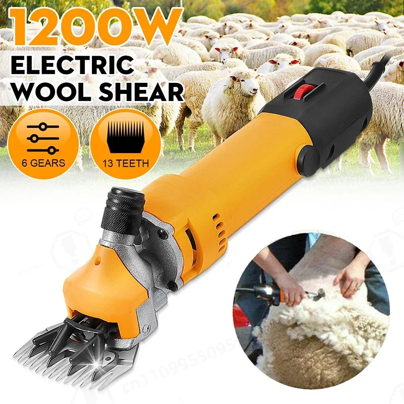 

[6 gears adjustable speed] 1200W 110V/220V Electric Shearing Sheep Shear Animal Trimmer Cutter Hair Wool Scissor