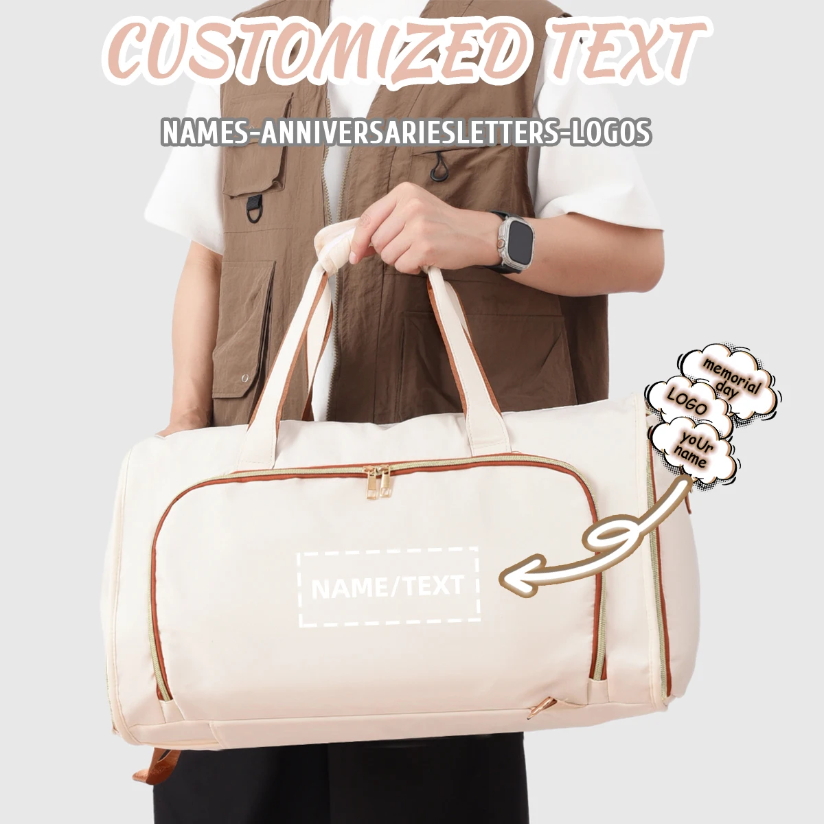 

High-end customized logo travel bag travel bag men's and women's clothes storage baghand luggage bag duffel bag personalized diy