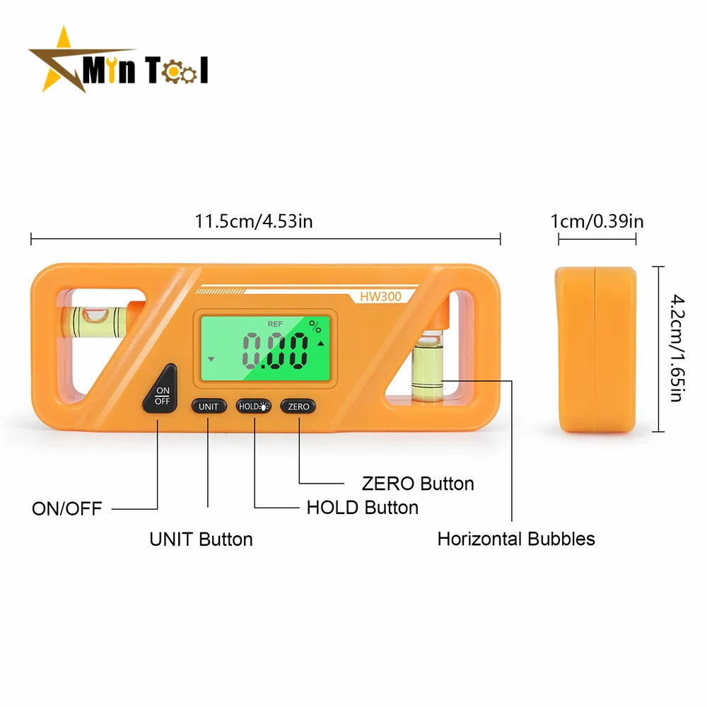 HW-300 90 Degree Ruler Digital Display Inclinometer Level Meter Protractor Angle Meter Measuring Tool