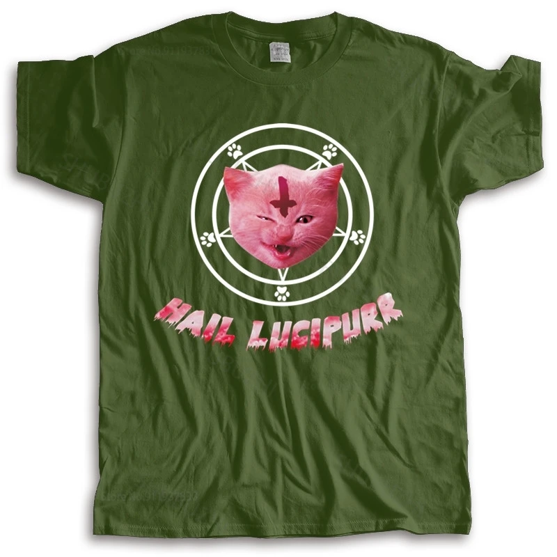 Футболка мужская с круглым вырезом, стильная тенниска унисекс с принтом кошачьей мяты, града, люципура, металлическая рубашка в стиле рок, милая deathmetal