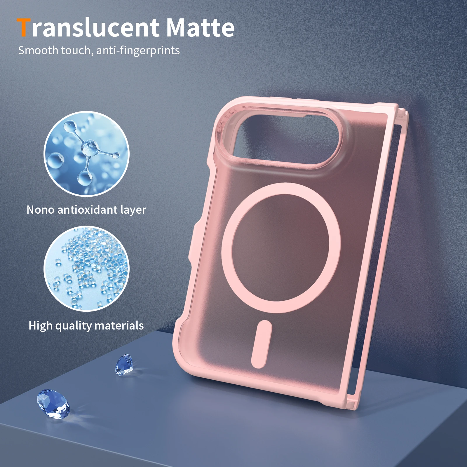Für iPhone Duo Hülle Leistungsstarke Magnetische Saugkraft Hartschale TPU+PC Matt Anti-Sturz Handyhülle Transluzent Mattiert – Detail 20