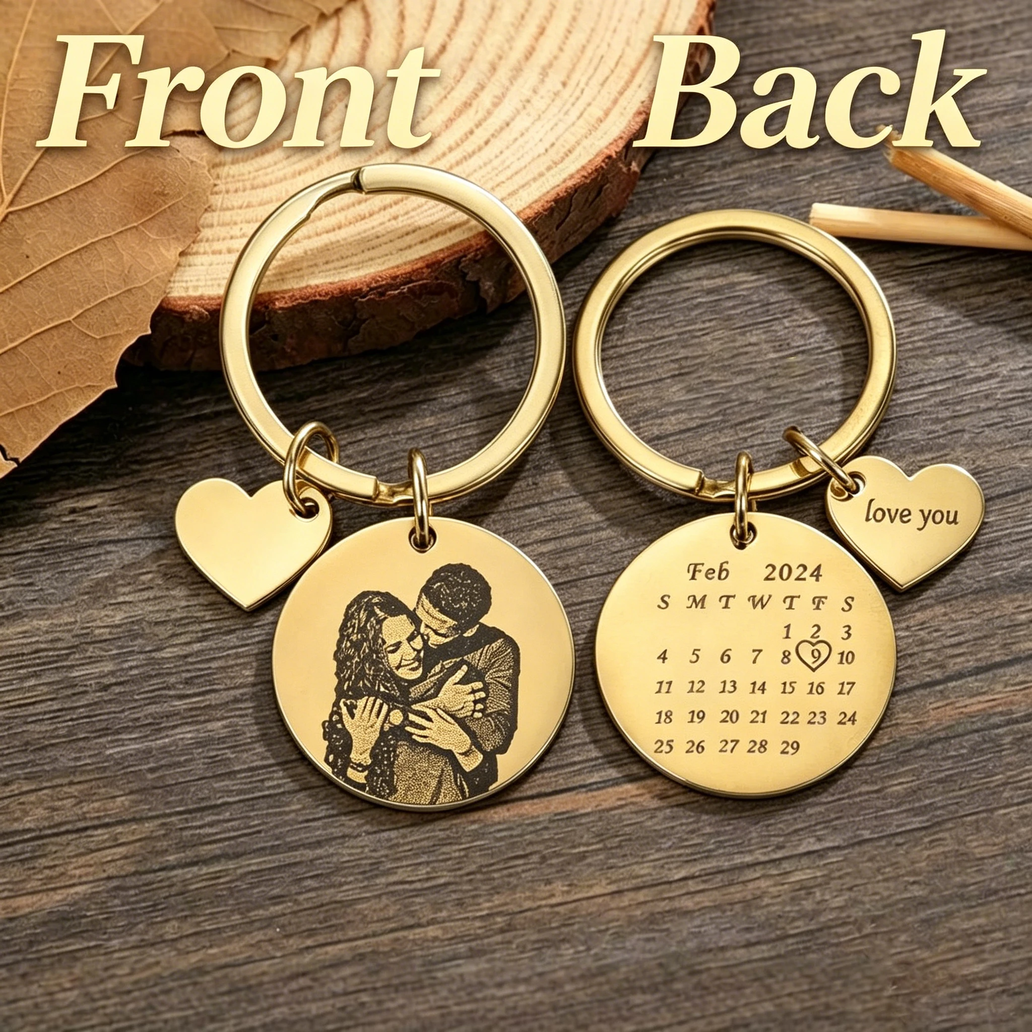 

Customized Photo Sketching Keychain Personalized Commemorative Couple Pendant Date Marking Anniversary Gift for Women Men
