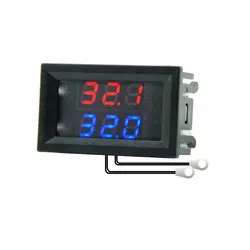 DC 4V-28V Mini Dual Display Digital Thermometer W/ Dual NTC Waterproof Metal Probe Temperature Sensor Tester for Car Room Indoor