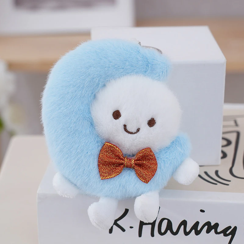 لطيف القمر أفخم ألعاب الدمى قلادة المفاتيح على ظهره المنزل الشنق الديكور الهدايا