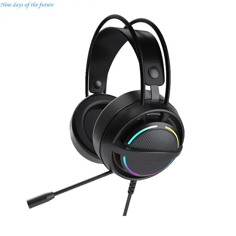 Gaming Headset USB LED Headphones 50mm Soft Comfortable for Head B E65A