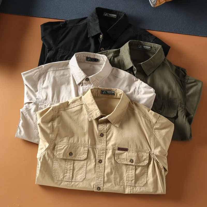 

2025 Men's Cotton Long Sve Casual irt Outdoor Leisure Dad Workwear Large Size Spring Autumn Comfortable Warm Faion