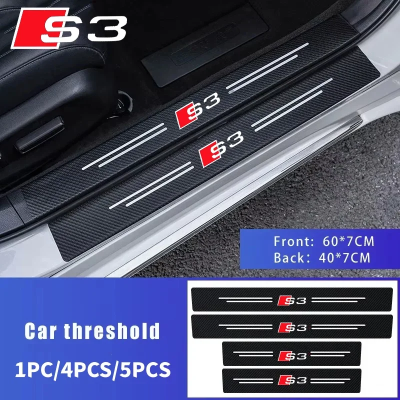 Car Sticker Protector Strip Door Sill Waterproof Protect Film ​For Audi S3 Logo Rear Trunk Door Pedal Bumper Strips Accessories