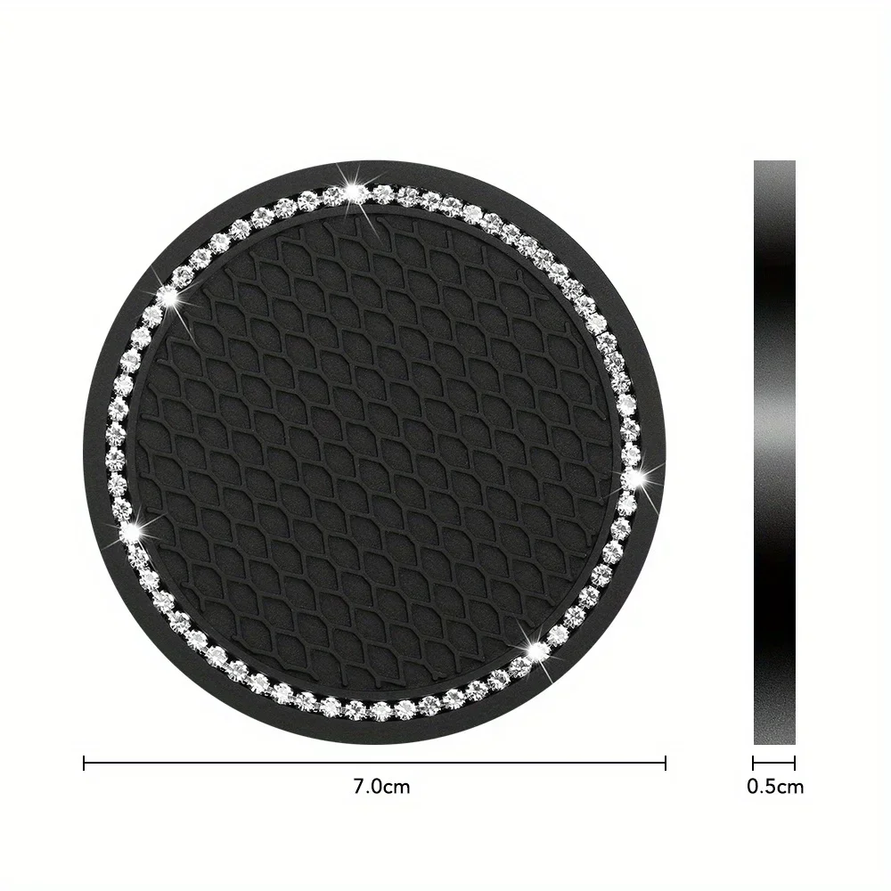 2pcs Bling Auto Car Cup Holder Insert Coasters Universal Vehicle Interior Accessories Anti Slip Crystal Cup Mat Holder view 5