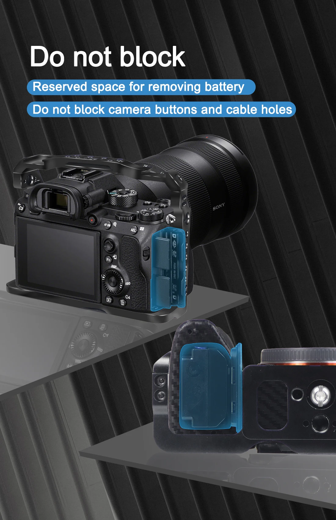 A7M4 A7R4 Kamera Vollkäfig Rig Griff Griff Arca-stil Kalten Schuh Halterung ARRI Ortung für Sony Alpha 7S III IV A7M3 A73 A7R3 A7S3 – Detail 5