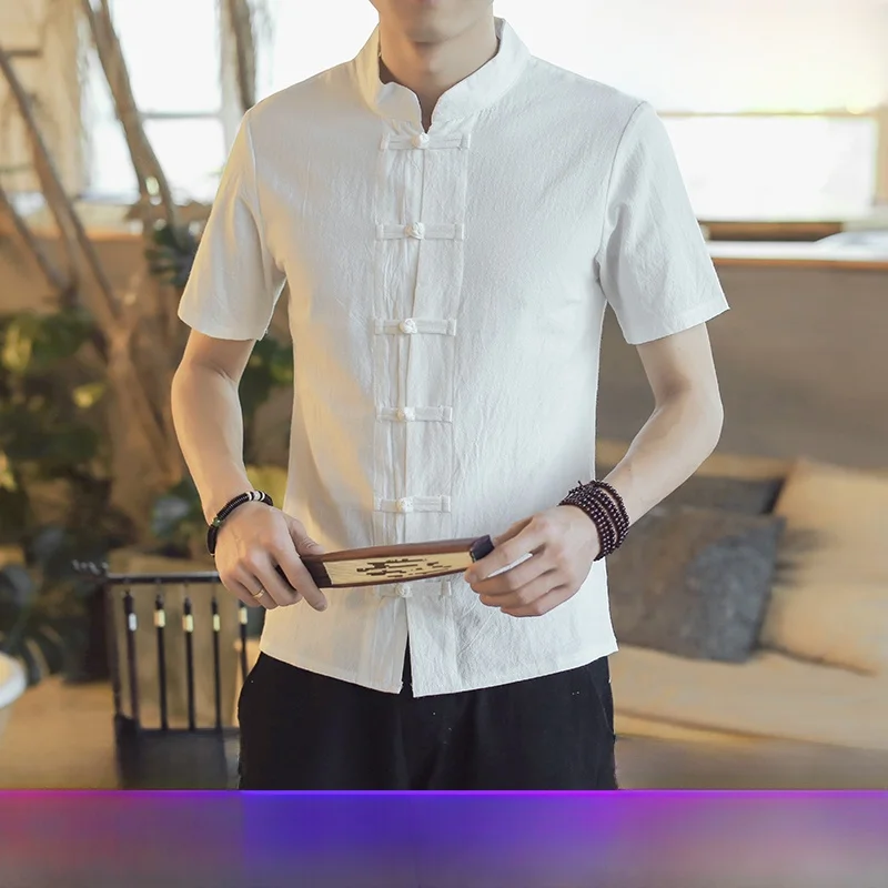 

Summer Short Sleeve Men's Tang Suit Top Traditional Chinese Medicine Health Center Massage Master Work Uniform Foot Bath Tech...