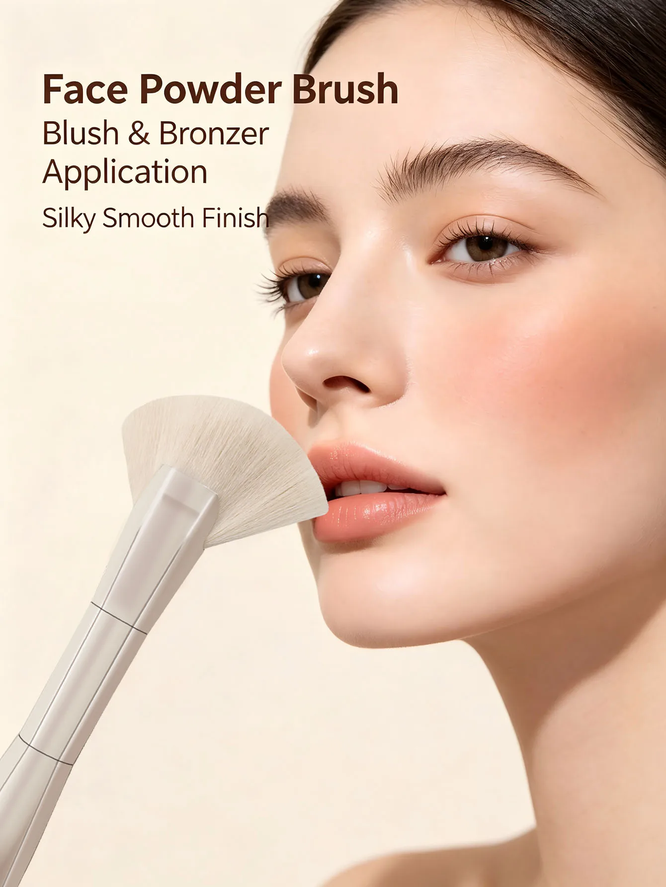 Brocha de maquillaje profesional de doble punta, color oro rosa, ideal para aplicar bronceador, colorete, polvos y maquillaje en crema. Herramienta de belleza para el rostro.
