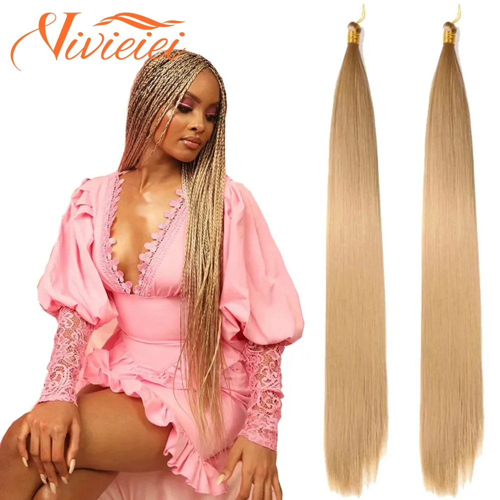 

22inch Synthetic Smooth Braid Hair Bundles Pre-stretched Silky Bone Straight Braiding Hair Bulk Crochet Hair Extension VIVIEIEI