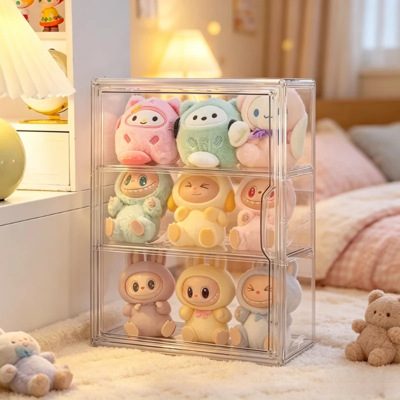 

Transparent 3-Layer Dustproof Display Case, Blind Box Figure Organizer, Multifunctional Doll Storage and Display Rack