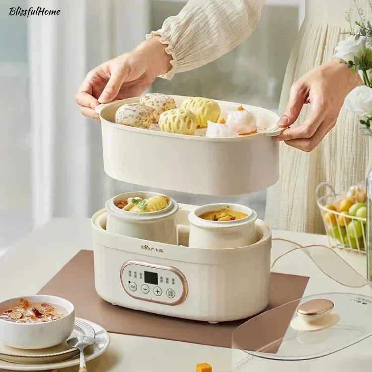 

New household stew pot. Electric, waterproof. Automatic ceramic. For cooking porridge/soup.