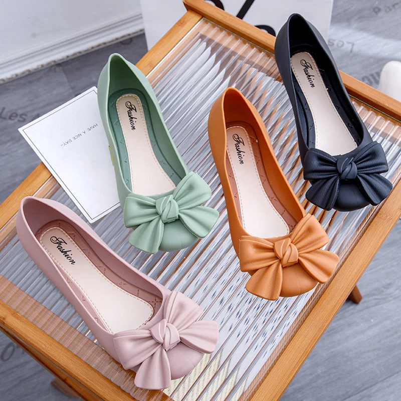 Fashion New Women's Comfortable Sandals Solid Color Bow Flat Shoes Summer Outer Wear Casual Bag Heel Flat Round Toe Sandals