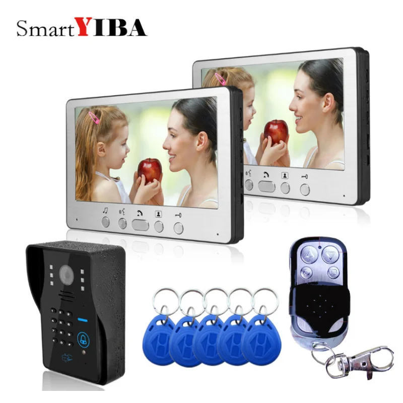 

SmartYIBA Video Intercom RFID/Password/Remote Unlock Option Visual Doorbell 7''LCD Monitor Wired Door Phone System