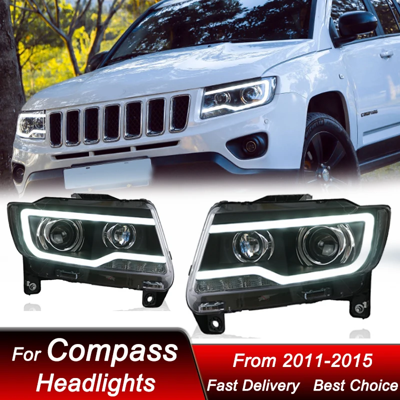 Car Headlights For Jeep Compass 11-15 Grand Cherokee new style full LED Headlamp Assembly Upgrade Projector Lens Accessories Kit