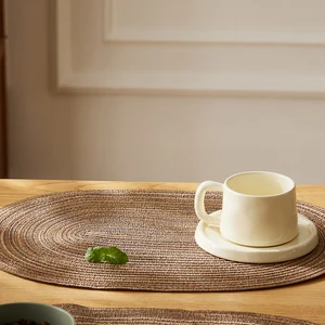 Geflochtene Taschen aus Baumwoll für Tisch, ovaler Seil, Nicht -Slip 12 Hauptverkaufsgewebe für Sousplat - №4