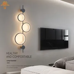 Minimalist Nordic Wall Light Fixture Black TV Background Wall Lamps Bedroom Living Room LED Long Strip Wall Sconce Bedside Lamp
