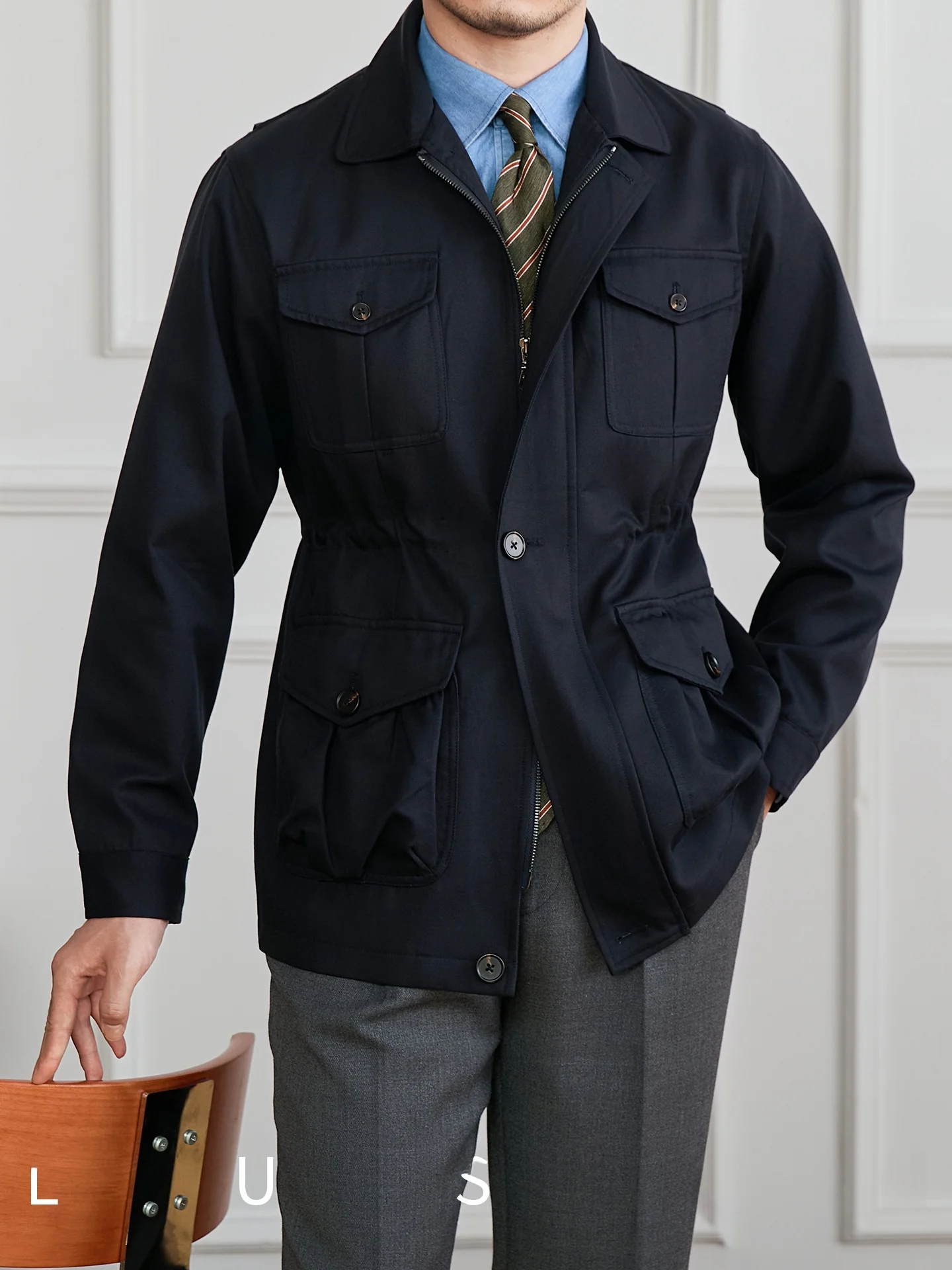 

Faionable Slim Fit Lycell Cotton Hunting Jaet Men's Spring Autumn Casual Sle Zipper Closure Long Sve Breathable Oute...