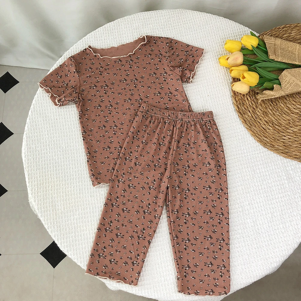 Bear Leader Kids' Floral Print T-Shirt and Pants Set 6