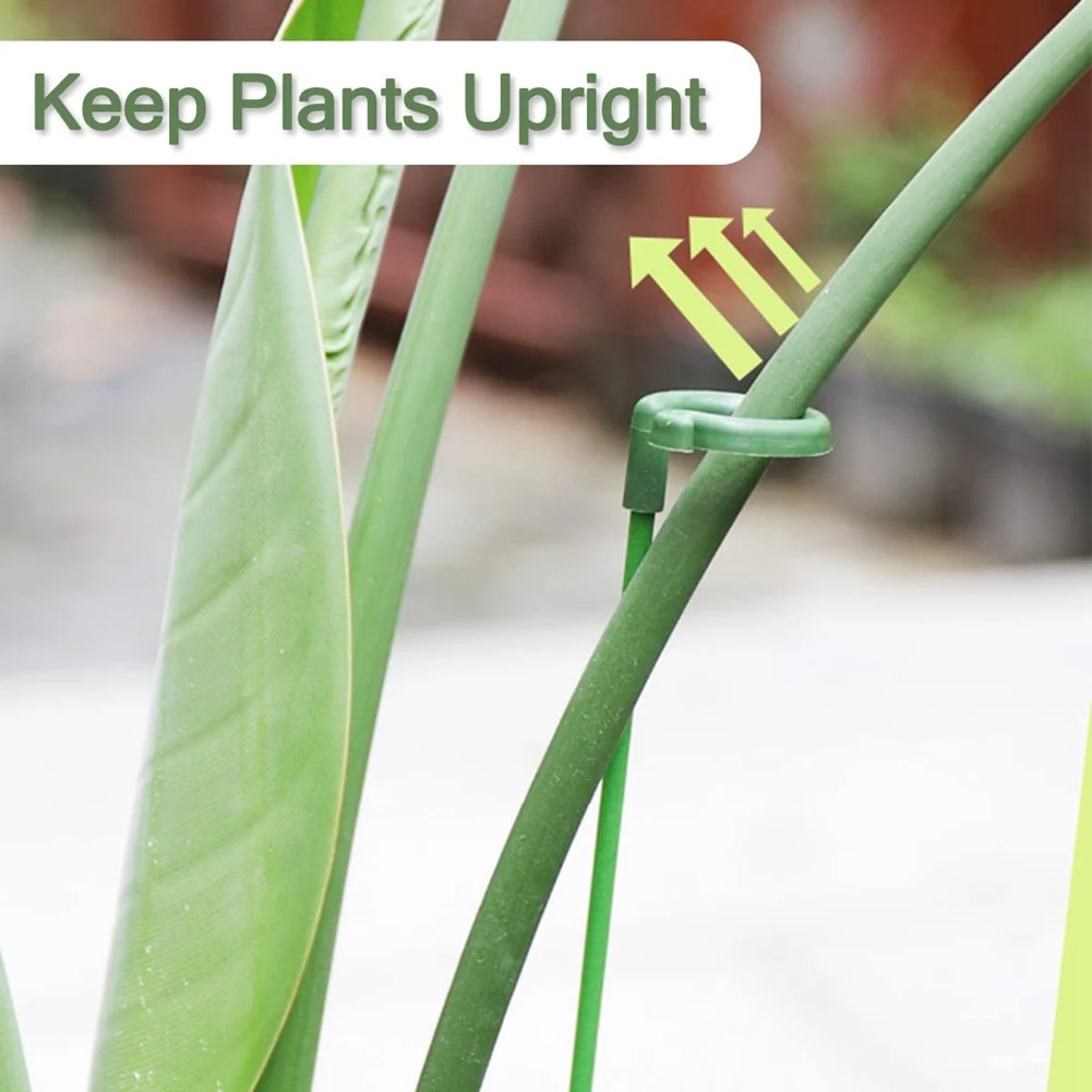 ABUI-30 Pcs Support Rod With 30 Pcs Plant Clips Garden Floral Flower Support Single Stem Support Stake