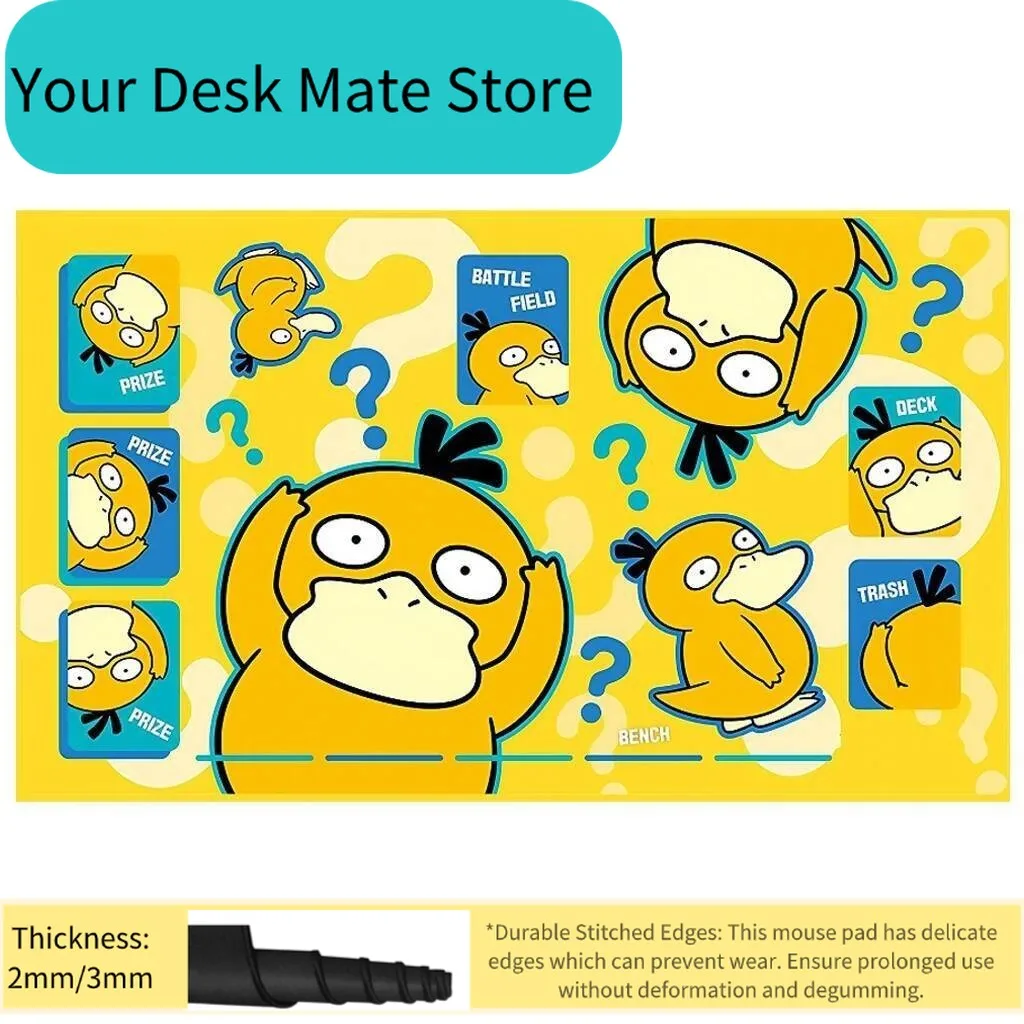 Tapis de jeu en caoutchouc Psyduck PTCG DIY 600x350x2mm, tapis de combat Pokémon fait maison, tapis de jeu d'anime, cadeau